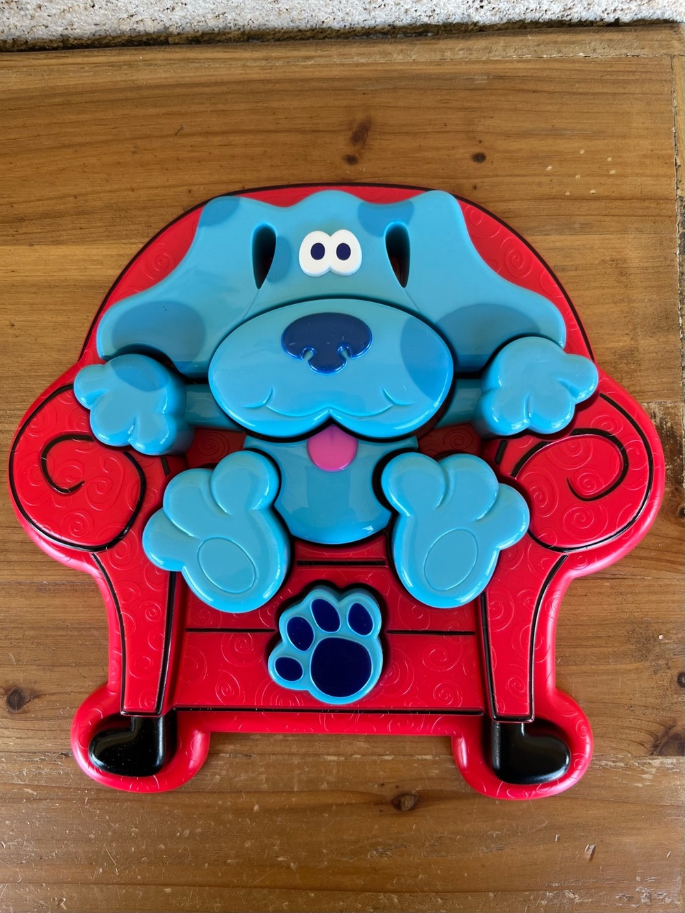 Interactive Blue Puppy Puzzle Dog Toy with Red Base